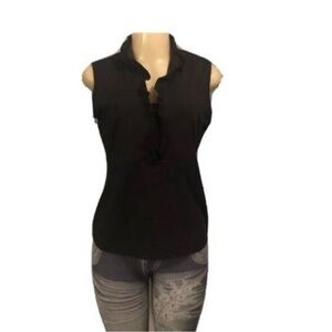Lela Designs Sz M Women Sleeveless Shirt Sleeveless Black Ruffle Women's Top